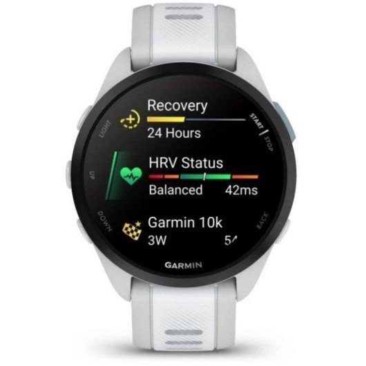 Garmin Forerunner 165 Bluetooth GPS 43mm AMOLED Grau Weißes Armband 5ATM Wasserdicht SpO2