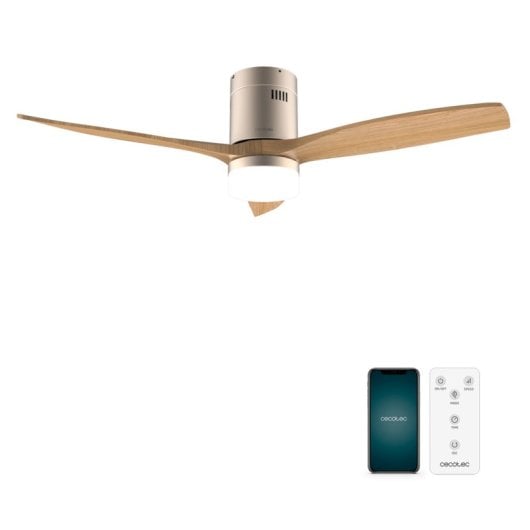 Ventilatore da soffitto Cecotec EnergySilence Aero 5600 Aqua Goldwhitewood WiFi LED IP44