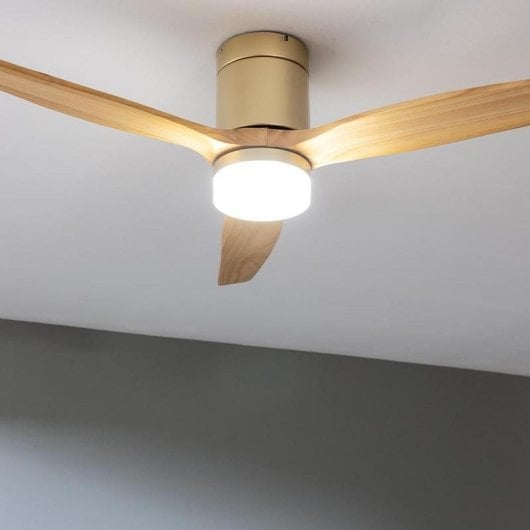 Ventilatore da soffitto Cecotec EnergySilence Aero 5600 Aqua Goldwhitewood WiFi LED IP44