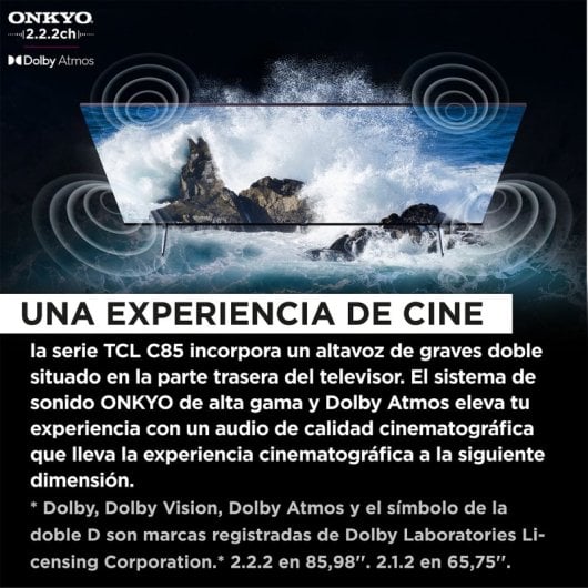 TCL 75C855 75" QD-MiniLED UltraHD 4K 144Hz Dolby Vision e Atmos Google TV Game Master Pro 3.0
