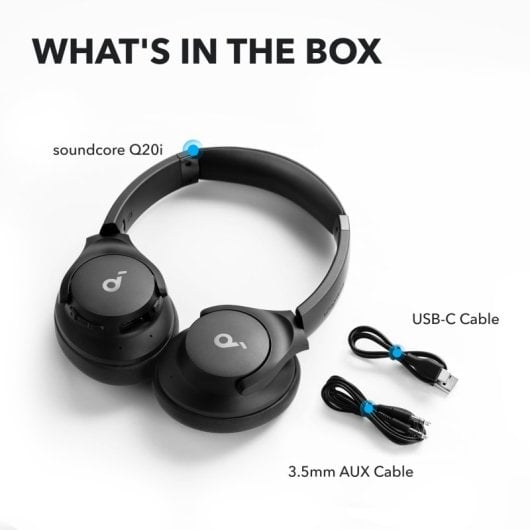 Soundcore Q20i Auriculares Inalambricos Híbridos con Cancelación Activa de Ruido Negros