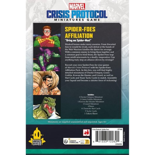 Atomic Mass Games Marvel Crisis Protocol : Jeu de société multilingue Spider-Foes