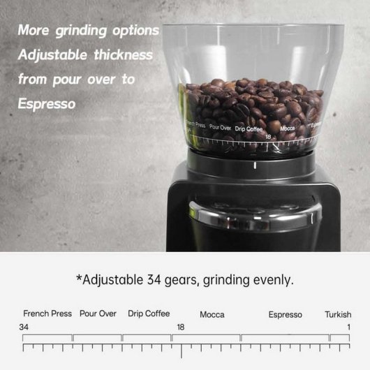 Macinacaffè elettrico HiBREW G3 34 marce 220W Nero