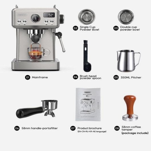 Hibrew H10a Máquina de Café Automática Espumador de Leite Prateada