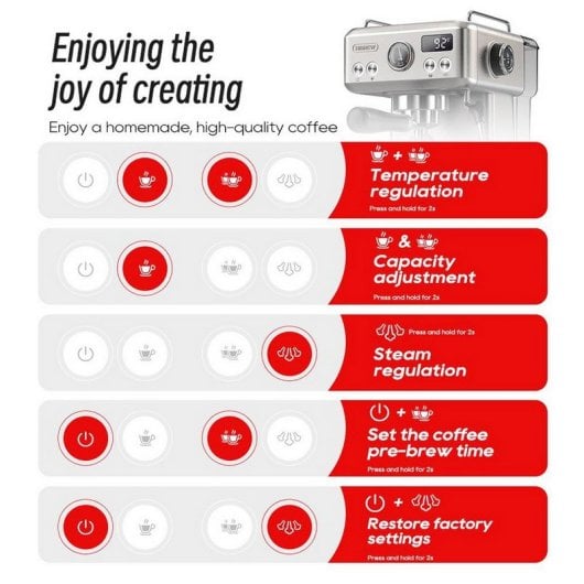 Cafetera Semiautomatica HiBREW H10A 1.8L 19 bar con montalatte e Thermo Coil