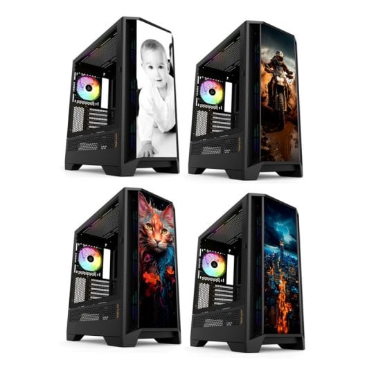 Forgeon Mithril ARGB Mesh Torre ATX Negra + Frontal Personalizable