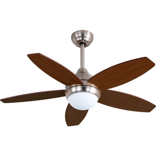 Bastilipo - Ventilateur de Plafond Led avec Télécommande et Pales Réversibles, 107cm, 60w, Bali Nickel 3 Led