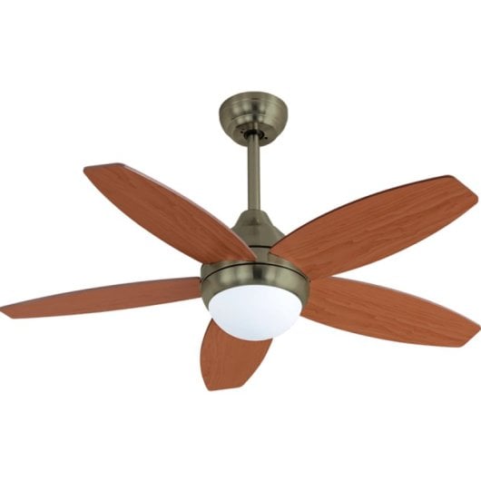 Bastilipo - Ventilateur de Plafond Led avec Télécommande et Pales Réversibles, 107cm, 60w, Cuir Bali Led