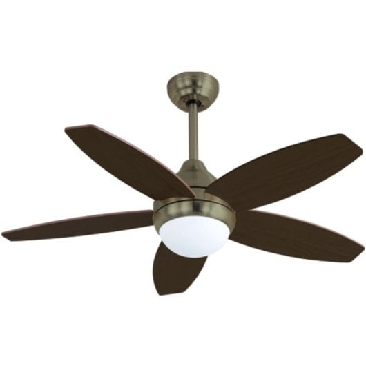 Bastilipo - Ventilateur de Plafond Led avec Télécommande et Pales Réversibles, 107cm, 60w, Cuir Bali Led