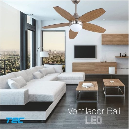 Bastilipo - Ventilador De Techo Con Mando A Distancia Y Luz Led, 60w, 107 Cm, Bali Blanco Led