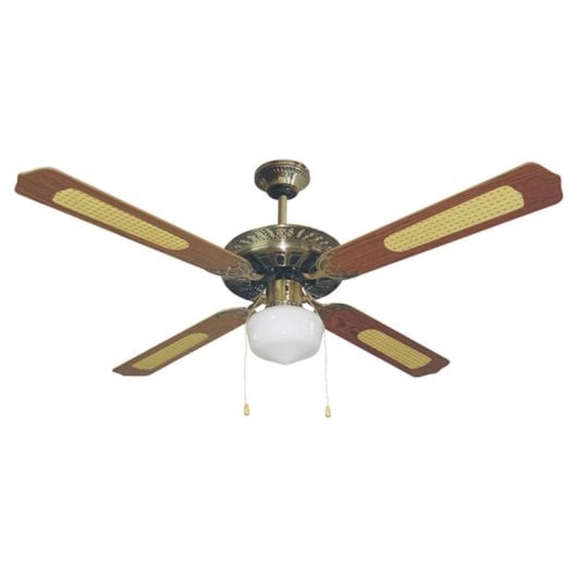 Bastilipo - Cartagena Ventilateur de Plafond avec Lumière E27, 60 W, Cuir, 132 x 47 cm