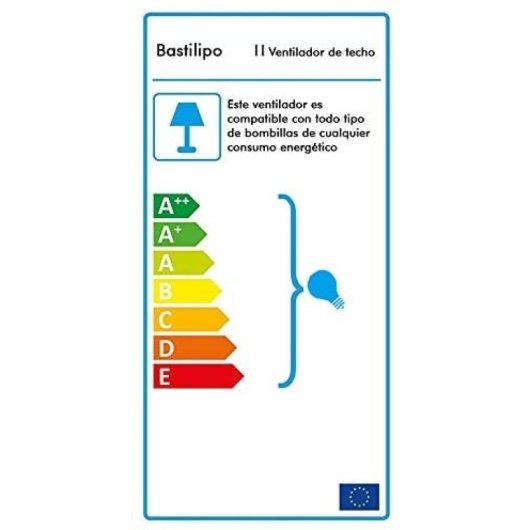 Bastilipo - Ventilador De Techo Con Luz E27, 50 W, Blanco, 105 X 42 Cm, Nerja