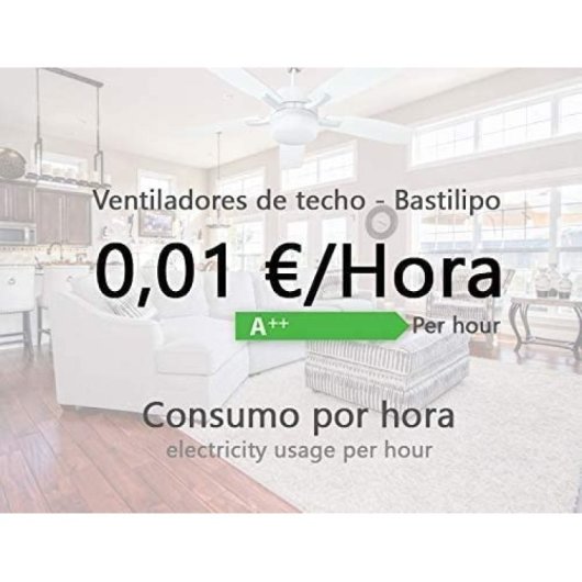 Bastilipo - Ventilador De Techo Con Luz E27, 50 W, Blanco, 105 X 42 Cm, Nerja