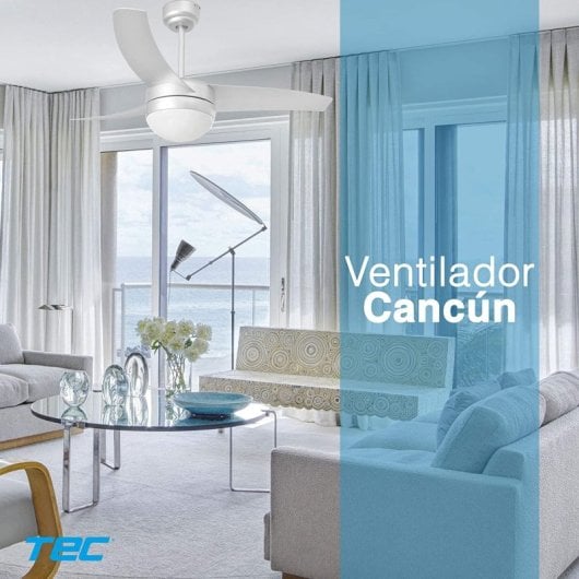 Bastilipo - Ventilateur de Plafond Led avec Télécommande, 106cm, 50w, Cancún Blanc