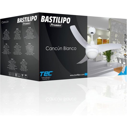 Bastilipo - Ventilateur de Plafond Led avec Télécommande, 106cm, 50w, Cancún Blanc