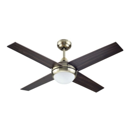 Bastilipo - Ventilateur de plafond bronze vieilli 105 cm avec 3 lumières LED et télécommande modèle cuir Mojacar
