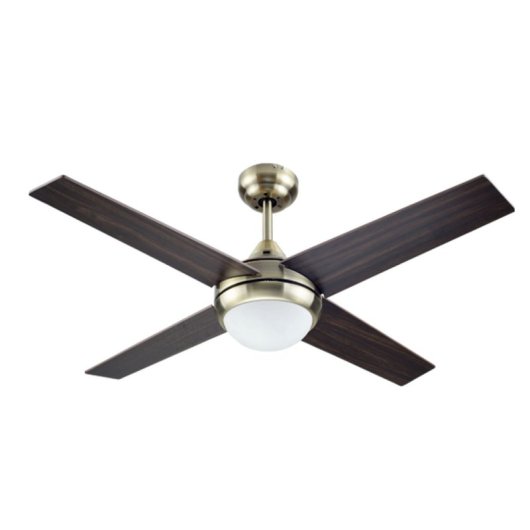 Bastilipo - Ventilateur de plafond bronze vieilli 105 cm avec 3 lumières LED et télécommande modèle cuir Mojacar