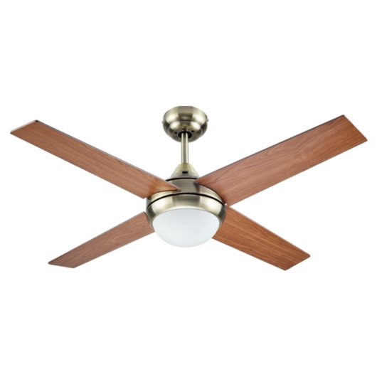 Bastilipo - Ventilateur de plafond bronze vieilli 105 cm avec 3 lumières LED et télécommande modèle cuir Mojacar