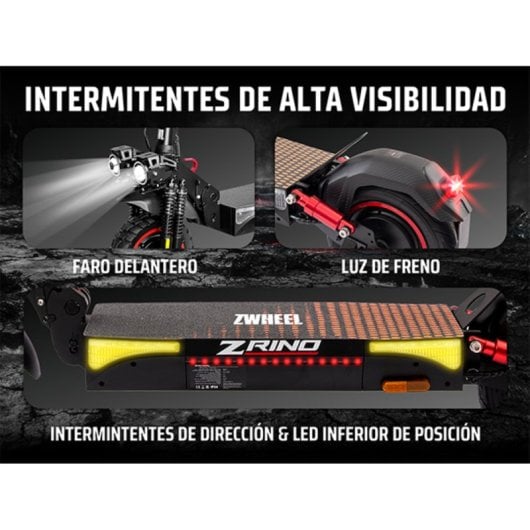 ZWheel ZRino Duo Max Patinete Eléctrico 10" 1000W Negro Rojo