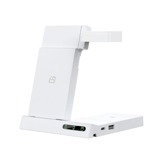 Muvit For Change Base Cargadora Inalambrica 6 En 1 Plegable Smartwatch+iwatch+airpods + Dos Puertos Usb A + C Blanca