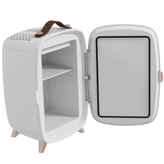 Homcom Nevera para Cosméticos Pequeña 6L Puerta con Espejo y Luces LED Blanca