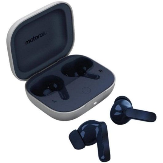 Auriculaires Motorola Moto Buds Bluetooth sans fil avec Réduction de Bruit, Dolby Atmos, Bleu
