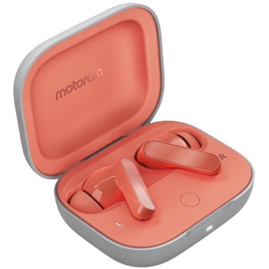 Écouteurs sans fil Motorola Moto Buds rose pêche avec étui de chargement rose