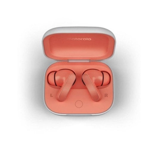 Auricolari Motorola Moto Buds wireless Bluetooth con Cancellazione Attiva del Rumore, microfono triplo e custodia di ricarica, Coral Peach