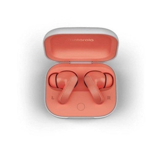 Auriculares Motorola Moto Buds Peach Pink sem fios Bluetooth com Cancelamento de Ruído, Microfone e estojo de carregamento, rosa