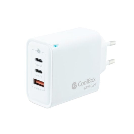 Coolbox Carregador GaN 1x USB-C + 1x USB-A 45W Branco