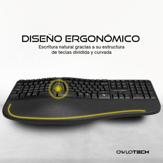 Owlotech EK500 Teclado Wireless Ergonómico Negro