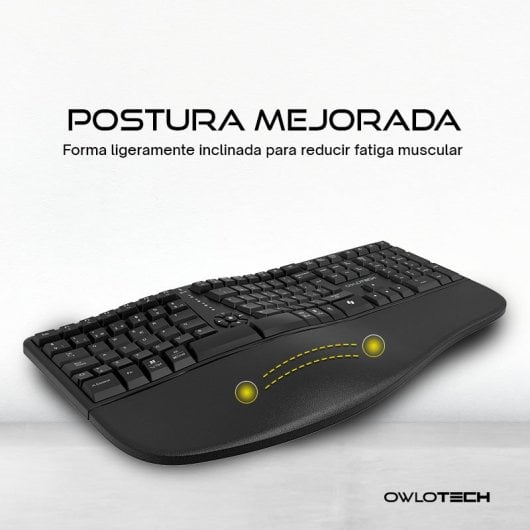 Owlotech EK500 Teclado Wireless Ergonómico Negro