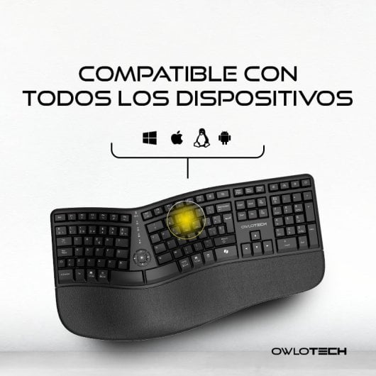Owlotech EK500 Teclado Wireless Ergonómico Negro