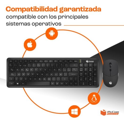 PcCom Essential Combo Low Profile Teclado + Ratón Wireless Negro