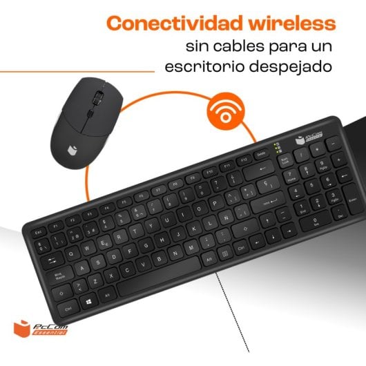PcCom Essential Combo Low Profile Teclado + Ratón Wireless Negro