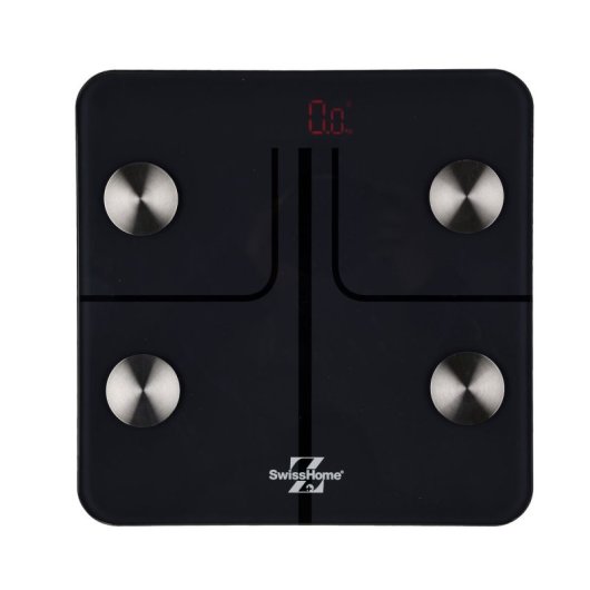 Báscula Digital De Baño Swisshome Afrodite Sh Vidrio Templado 180 Kg Negro