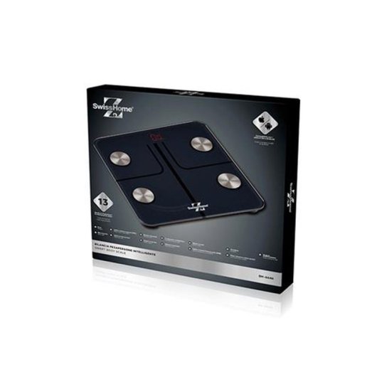 Báscula Digital De Baño Swisshome Afrodite Sh Vidrio Templado 180 Kg Negro