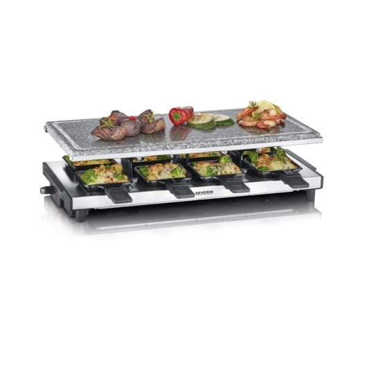 Severin RG 2374 Raclette Grelhador Elétrico com Pedra Natural 1500W Aço Inoxidável