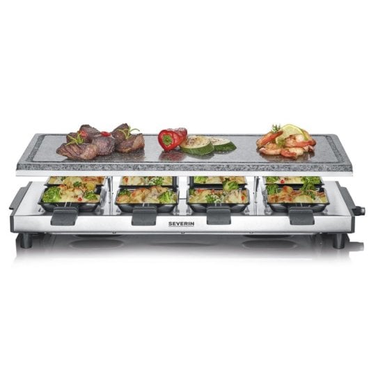 Severin RG 2374 Raclette Grelhador Elétrico com Pedra Natural 1500W Aço Inoxidável