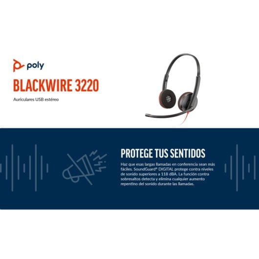 Casque stéréo USB-C Poly Blackwire 3220 + adaptateur USB-C/A