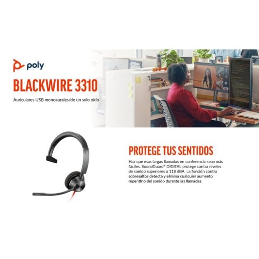 Casque USB-C certifié Poly Blackwire 3310 monaural Microsoft Teams + adaptateur USB-C/A