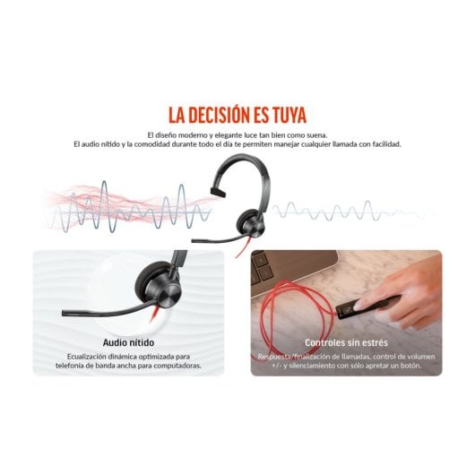 Casque USB-C certifié Poly Blackwire 3310 monaural Microsoft Teams + adaptateur USB-C/A