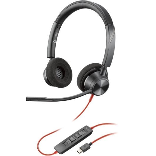 Casque stéréo USB-C Poly Blackwire 3320 + adaptateur USB-C/A