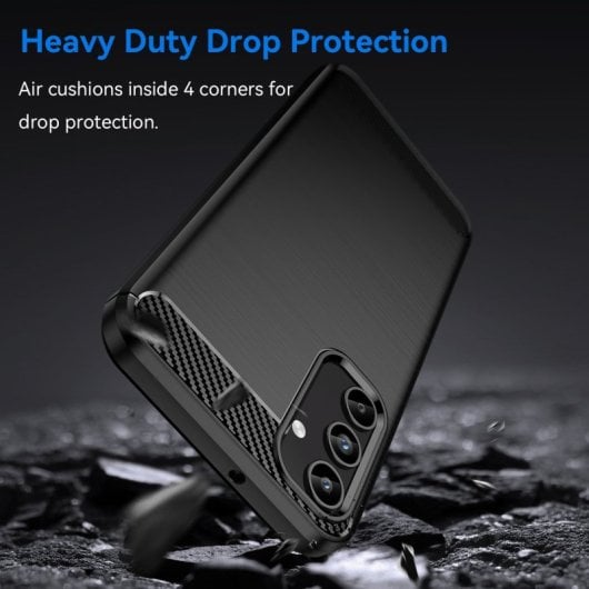 Max Power Digital Carbon Fiber Stoßfeste Schwarze Silikonhülle für Samsung Galaxy A15