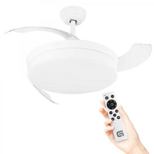 Grunkel SKYWIND-42BL Ventilador de Techo de Aspas Retráctiles con Luz y Mando 40W 106cm Blanco
