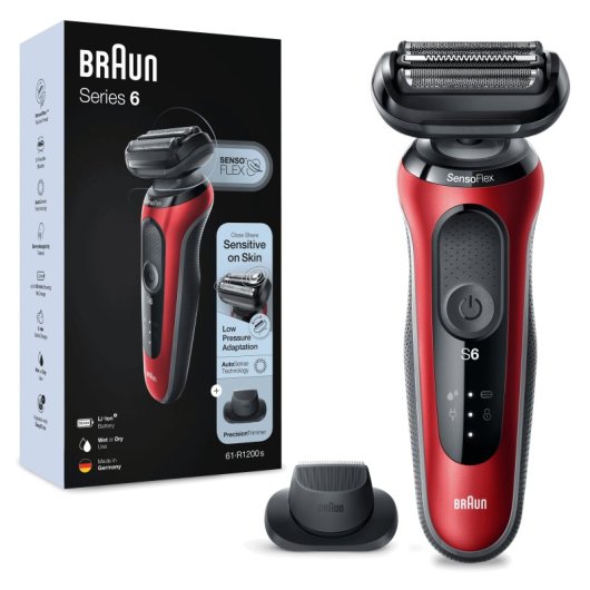 Aparador de barbear Braun Series 6 61-R1200s Preto, Vermelho