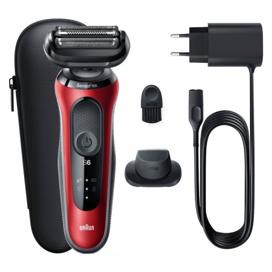Aparador de barbear Braun Series 6 61-R1200s Preto, Vermelho