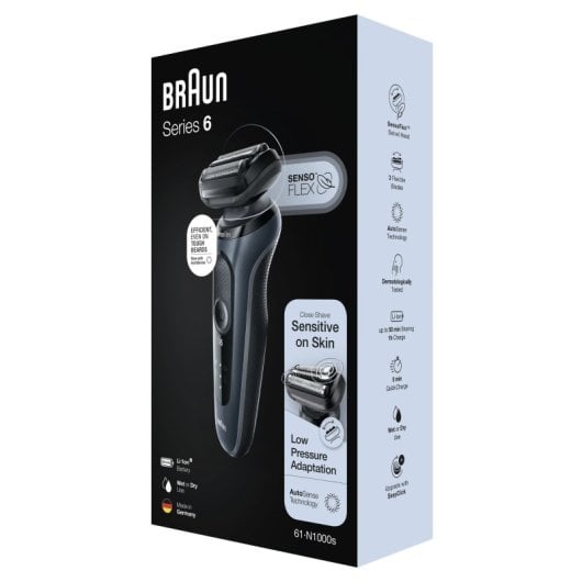 Braun 61-N1000s Series 6 Afeitadora de Láminas Negra/Gris