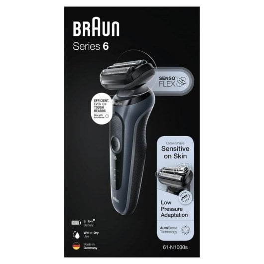 Rasoir Visage Braun Series 6 61-N1000s Sans Fil 50min Sec et Humide 3 Lames