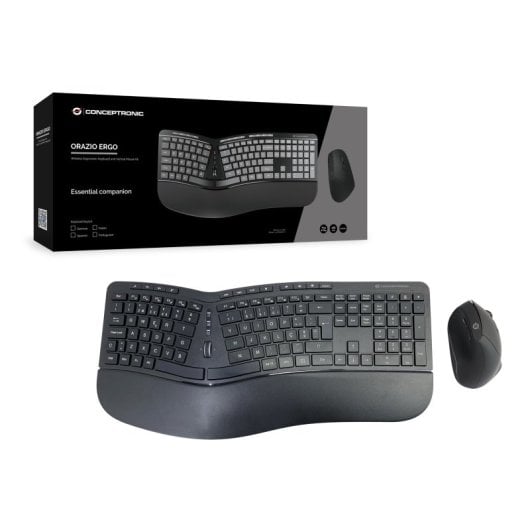 Conceptronic ORAZIO ERGO Conjunto de Teclado + Rato Sem Fios RF Preto (PT)
